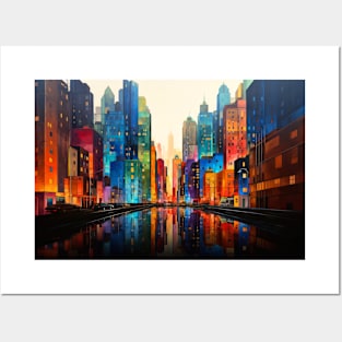 City Landscape Concept Abstract Colorful Scenery Painting Posters and Art